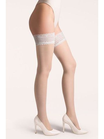 Samodržící punčochy Caroline bílé 10 DEN