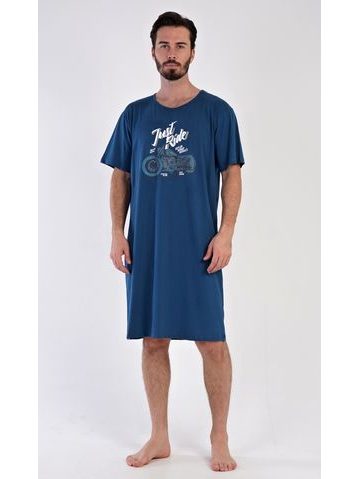 Pánská noční košile s krátkým rukávem Samuel - petrolejová