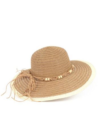 hnědý romantický dámský klobouk s korálky