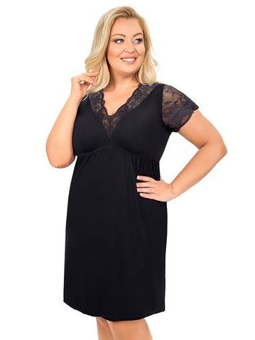 Noční košile plus size Sonia černá
