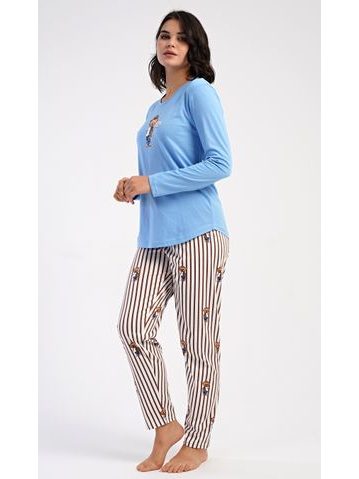 Dámské pyžamo dlouhé Kotě - světle růžová