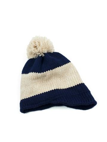 Dámská čepice s bambulí modrá