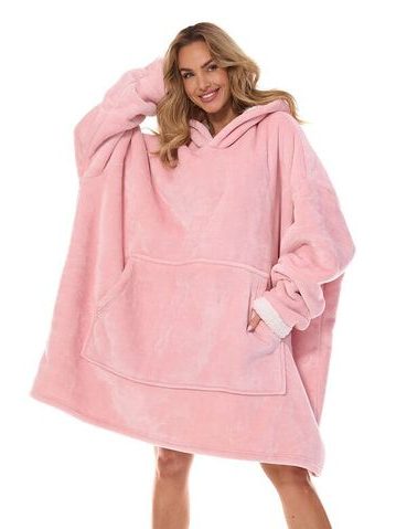 Maxi mikina Hoodie růžová bez potisku
