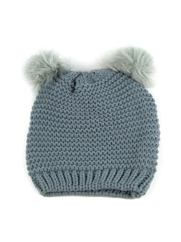 Hezká čepice s dvěma bambulemi světle šedá