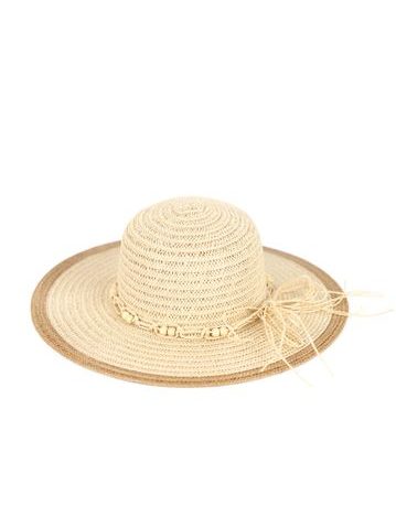 Dámský letní klobouk s hnědým lemem - světle béžový