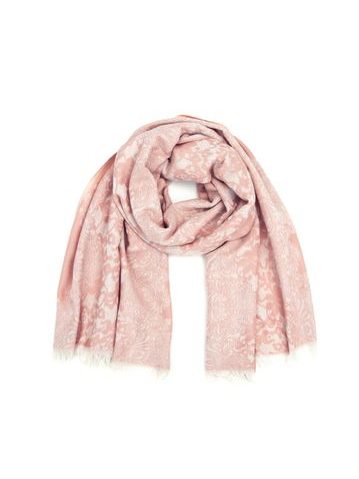 Šál s krajkou růžový