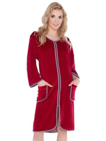 Velurový dámský župan Radana vínový