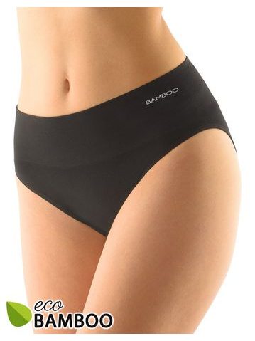 GINA dámské kalhotky klasické se širokým bokem, bezešvé, Eco Bamboo 00039P - černá