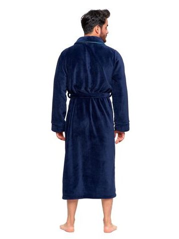 Pánský dlouhý hřejivý župan se šálovým límcem LILLY a JACK EXTRA tmavě modrá