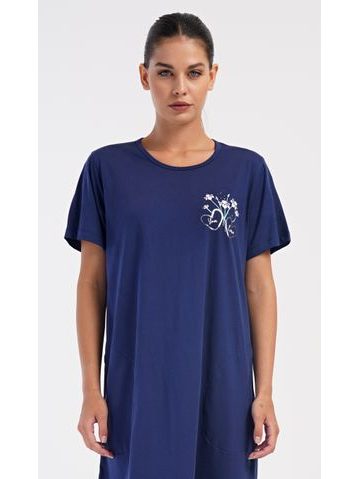 Pánské pyžamo krátké, šité, s potiskem 79188 - měsíc aqua