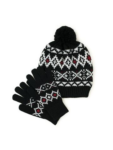 Sada čepice a rukavice - černá
