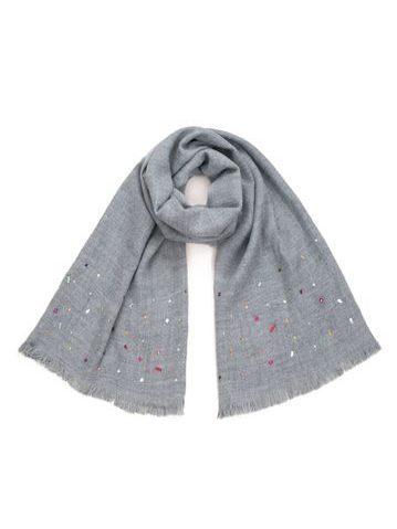 Šedá šála zdobená barevnými kamínky