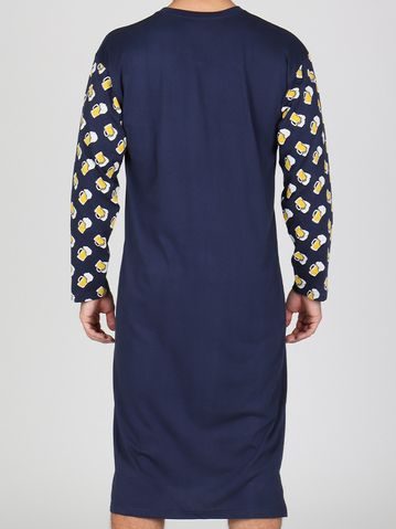 Pánská noční košile s krátkým rukávem Méďa na kole - šedá