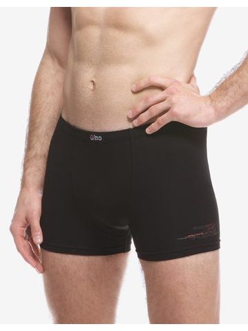 Boxerky kratší nohavička, šité, s potiskem - černá červená