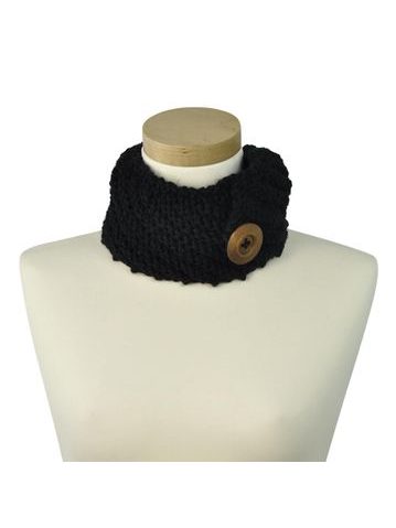 Pletený nákrčník s knoflíkem černý