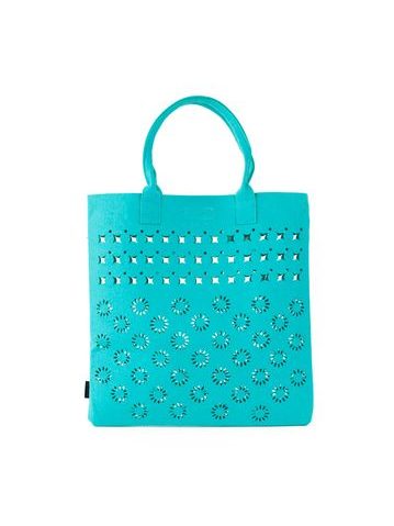 Módní filcový shopper bag tyrkysový