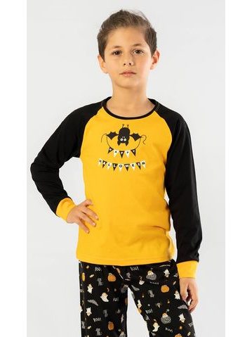 Dětské pyžamo dlouhé Vesmír - oranžová