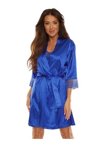 Saténový župan Synthia modrý