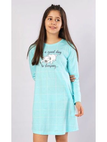 Dětská noční košile s dlouhým rukávem Myš s pampeliškou - světle lososová