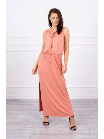 Boho šaty s rozparkem, tmavě meruňková
