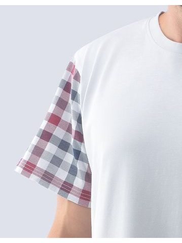 Pánská noční košile s krátkým rukávem Velké kolo - modrá
