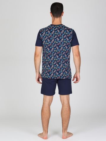 Pánské pyžamo krátké, šité, s potiskem 79190 - sv. šedá tm. šedá