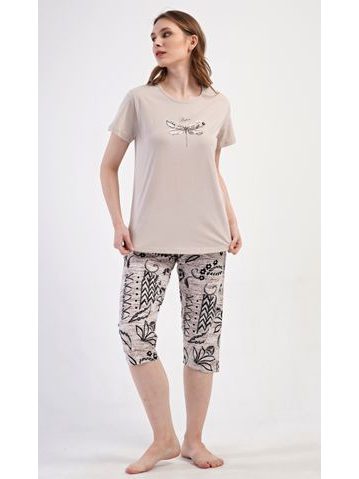 Dámské pyžamo kapri Elena - béžová