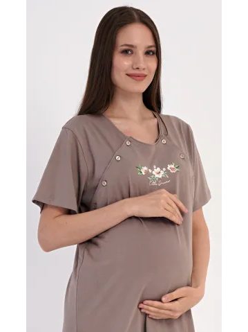 Dámská noční košile mateřská Nikola - bílá káva