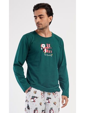 Pánská noční košile s krátkým rukávem Méďa na kole - šedá