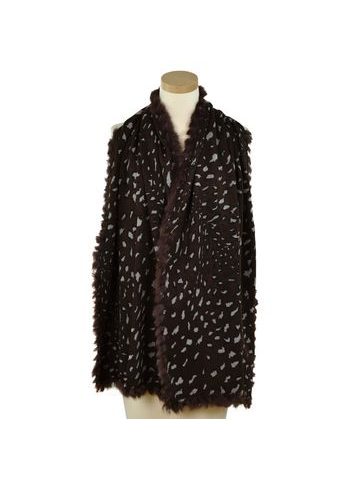 Leopardí šál s králičím lemem černý