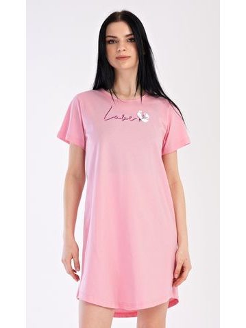 Dámská noční košile s krátkým rukávem I love you - světle lososová