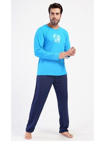 Pánské pyžamo dlouhé Matěj - modrá