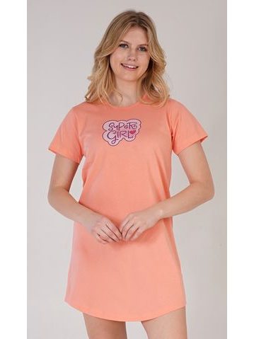 Dámská noční košile s krátkým rukávem Super girl - meruňková