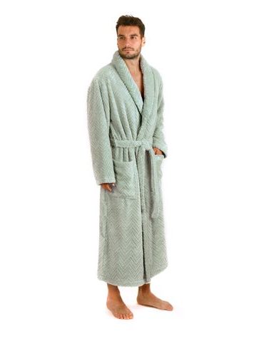 Unisex dlouhý župan se šálovým límcem ATHENA světle zelená