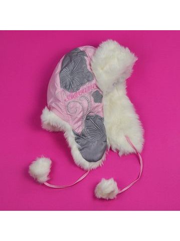 Ušanka s aplikací růžová