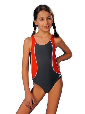 Plavky dívčí Otýlie šedočervené