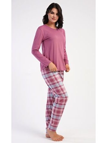 Dámské pyžamo dlouhé Dominica - šeříková