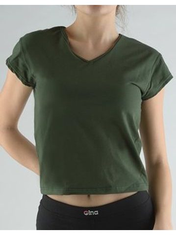 GINA dámské tričko s krátkým rukávem, krátký rukáv, šité, jednobarevné 98022P - lahvová