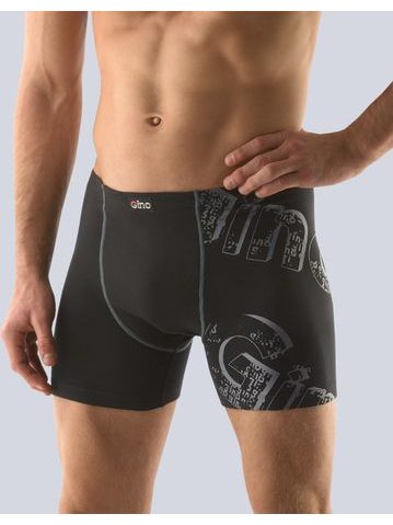 Pánské boxerky s delší nohavičkou, delší nohavička, šité, s potiskem 74073P - černá