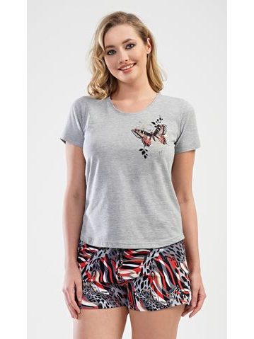 Dámské pyžamo šortky Motýli - šedá