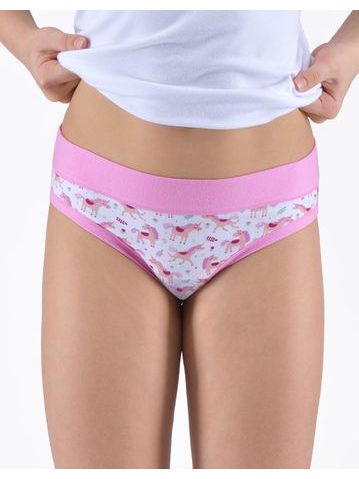 Dívčí kalhotky klasické dívčí, úzký bok, šité, s potiskem - orchidej cukrová