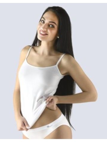 Dámská košilka prodloužená, úzká ramínka, bezešvé, Bamboo Soft 08029P - bílá