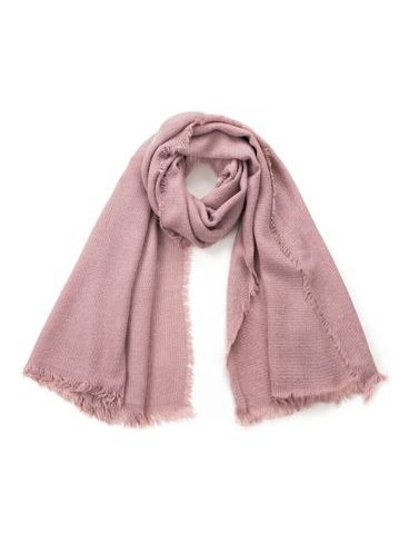 Jednobarevný šál s drobnými třásněmi - růžový