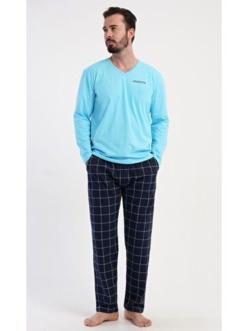 Pánské pyžamo dlouhé Daniel - azurová