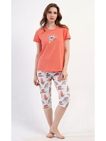 Dámské pyžamo kapri Koala - oranžová