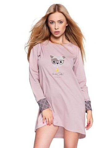 Dámská noční košile Perro starorůžová s potiskem pejska