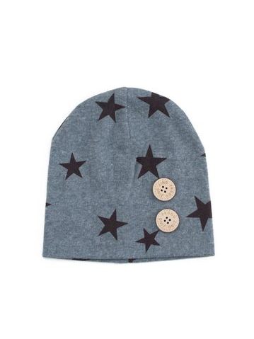 Dívčí čepice s hvězdami světlě šedočerná