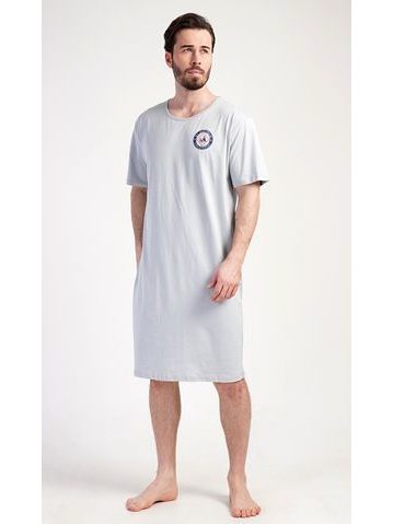 Pánská noční košile s krátkým rukávem Sea - šedá