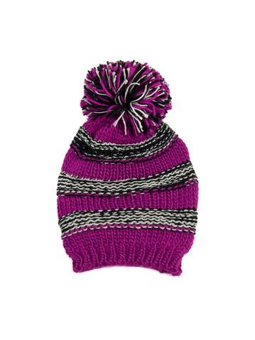 Čepice s velkou bambulí vínová