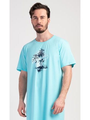 Pánská noční košile s krátkým rukávem Méďa na kole - šedá